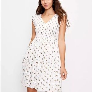 Floral Smocked Tiered Dress in Whisper White Size S